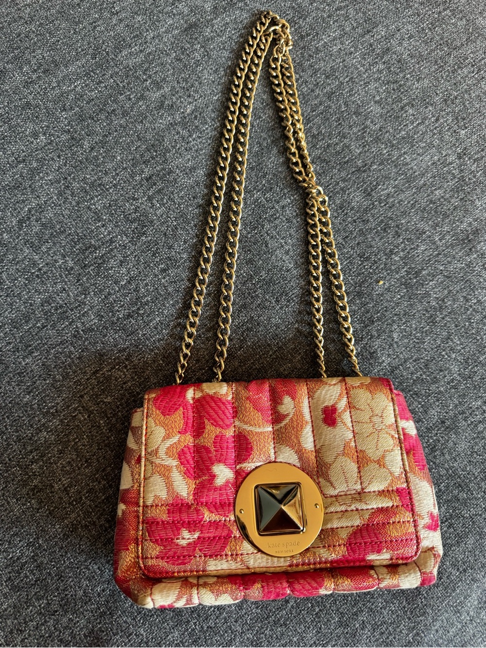 kate spade Pink and Beige Floral Mini Chain Shoulder Bag